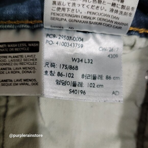 Levi's Jeans 34x32 measures 34x30 Taper Fit Medium Dark Wash Stretch Denim - Picture 6 of 12